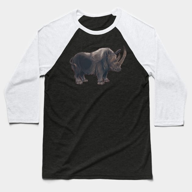 Coelodonta antiquitatis (Woolly Rhinoceros) Baseball T-Shirt by CoffeeBlack